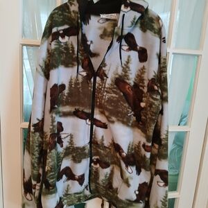 Black Mountain Made In USA Eagle Print Fleece Zip-Up Hoodie 3x